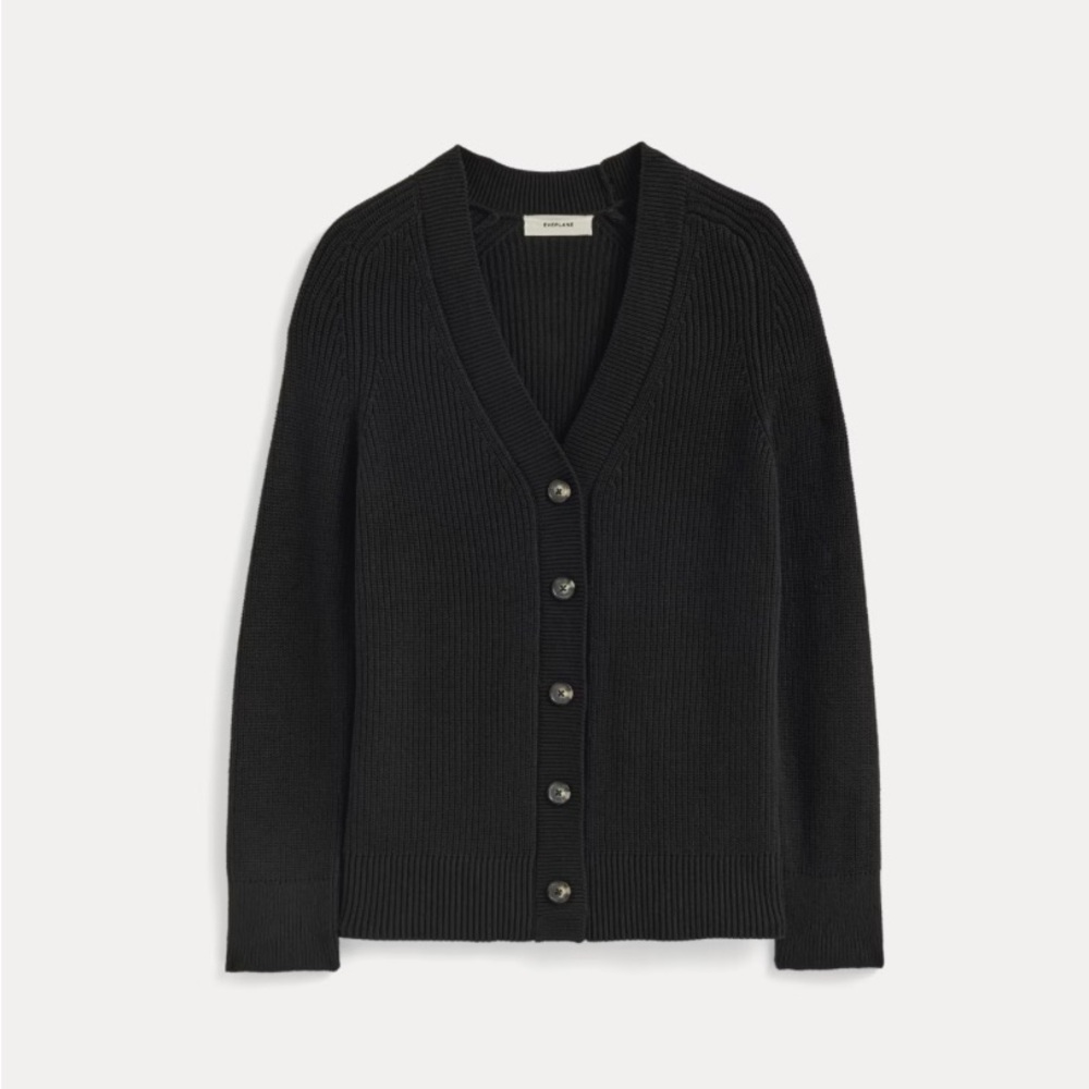 Everlane Black Long Cocoon Cardigan